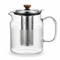 Teiera in vetro 1000 ml con filtro in acciaio inox e coperchio con pomello in legno