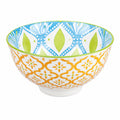 Ciotola in ceramica 18 cm bianca blu verde arancione con motivo geometrico per servire