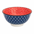 Ciotola 20 cm in ceramica blu e rossa per servire stile decorativo