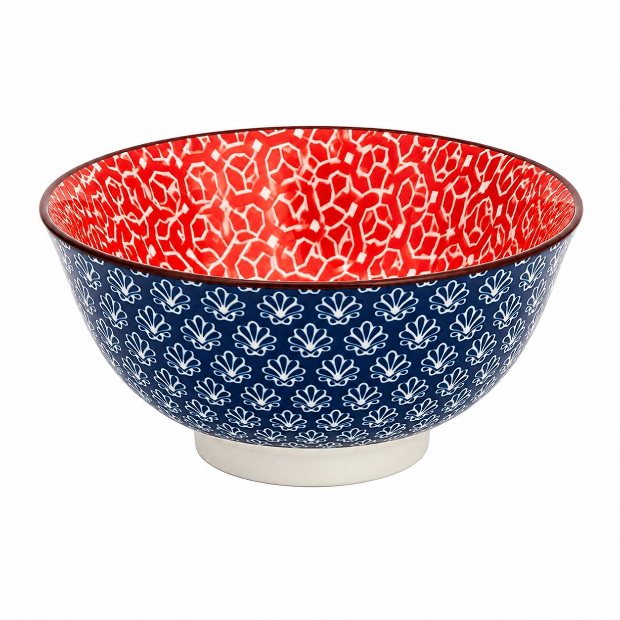 Ciotola 20 cm in ceramica blu e rossa per servire stile decorativo