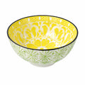Ciotola in ceramica 15 cm gialla verde con motivo floreale per servire
