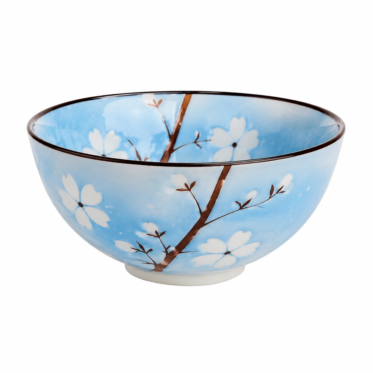 Ciotola in ceramica 18 cm blu con motivo floreale per servire stile decorativo