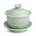 Gaiwan in ceramica verde celadon 150 ml con coperchio e piattino - set da tè decorativo