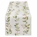 Runner da tavola 40 x 140 cm in tessuto beige con motivo botanico
