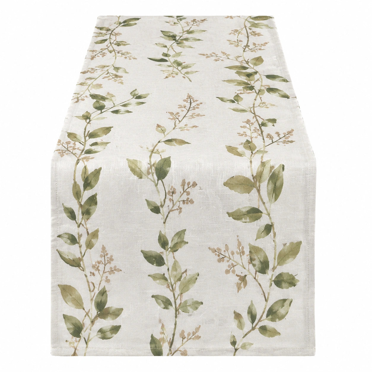 Runner da tavola 40 x 140 cm in tessuto beige con motivo botanico
