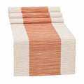 Runner da tavola 180 x 33 cm in tessuto arancione e beige a righe stile rustico