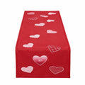 Runner da tavola 40 x 180 cm in tessuto rosso con cuori stile romantico