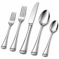 Set posate da tavola 5 pezzi 15.5-23 cm in acciaio inossidabile argento lucido stile classico