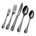 Set di posate 5 pezzi in acciaio inox nero - forchette coltello e cucchiai lucidi