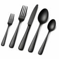 Set posate 5 pezzi 20 cm in acciaio inox nero per tavola stile moderno