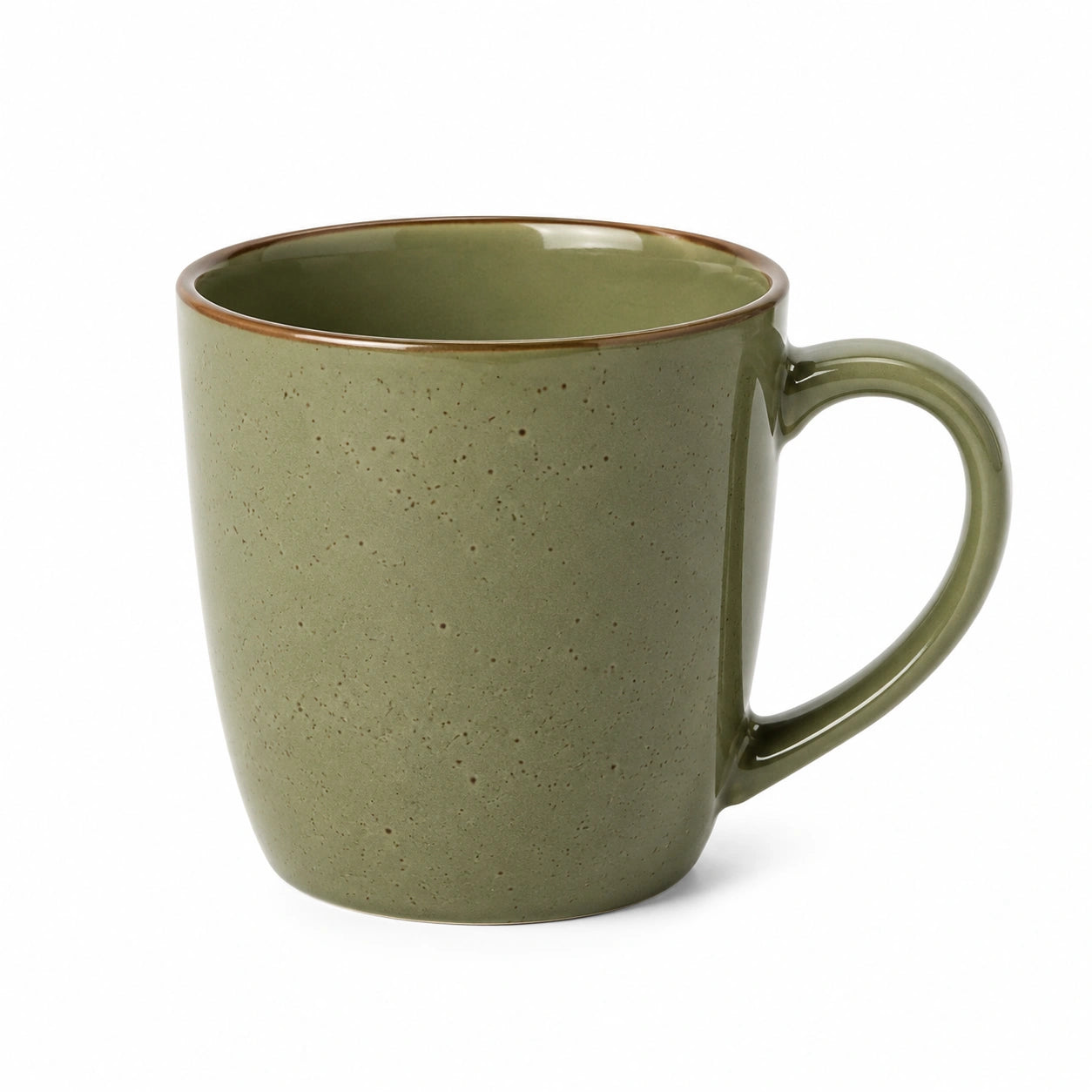 Tazza in ceramica verde 400 ml - manico ampio finitura puntinata
