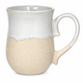 Tazza in ceramica 400 ml beige e bianco con manico stile rustico