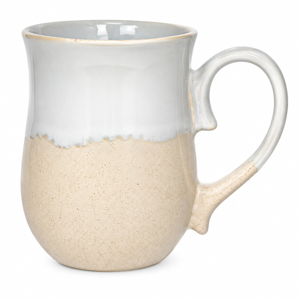 Tazza in ceramica 400 ml beige e bianco con manico stile rustico
