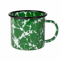 Tazza smaltata 350 ml in acciaio verde e bianco con manico per bevande calde
