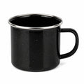 Tazza smaltata 500 ml nera con bordo metallico - stile campeggio