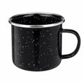 Tazza smaltata 350 ml 9 x 9 cm nera in metallo con bordo argentato - stile campeggio